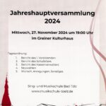 Jahreshauptversammlung 2024 des Trägervereins der Sing- und Musikschule