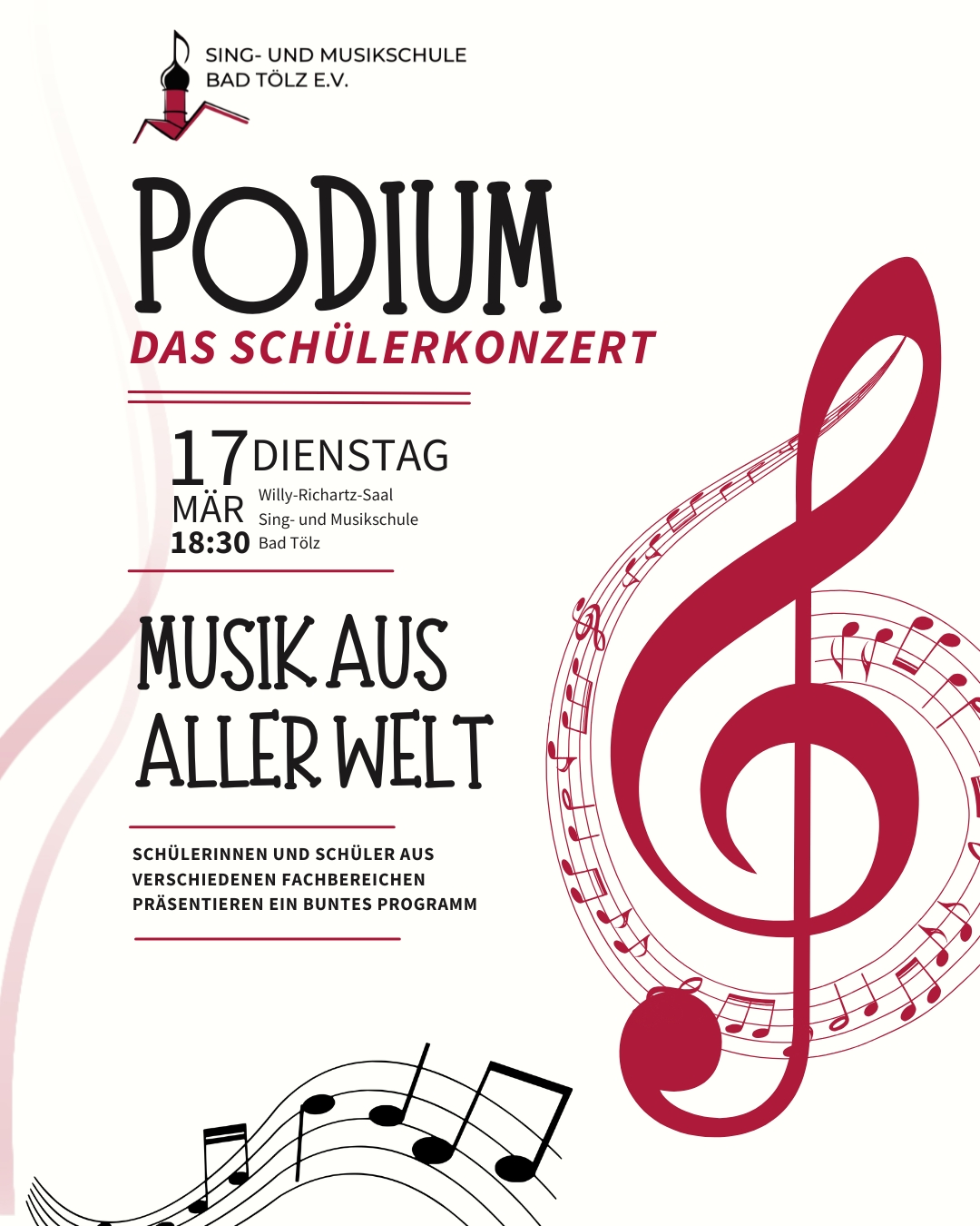 Podium - das Schülerkonzert: "Musik aus aller Welt"